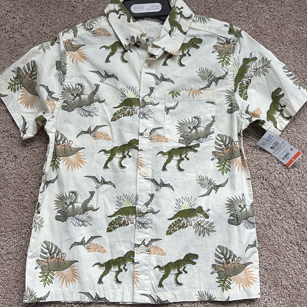 365 Kids Dinosaur button down short sleeve shirt & shorts set